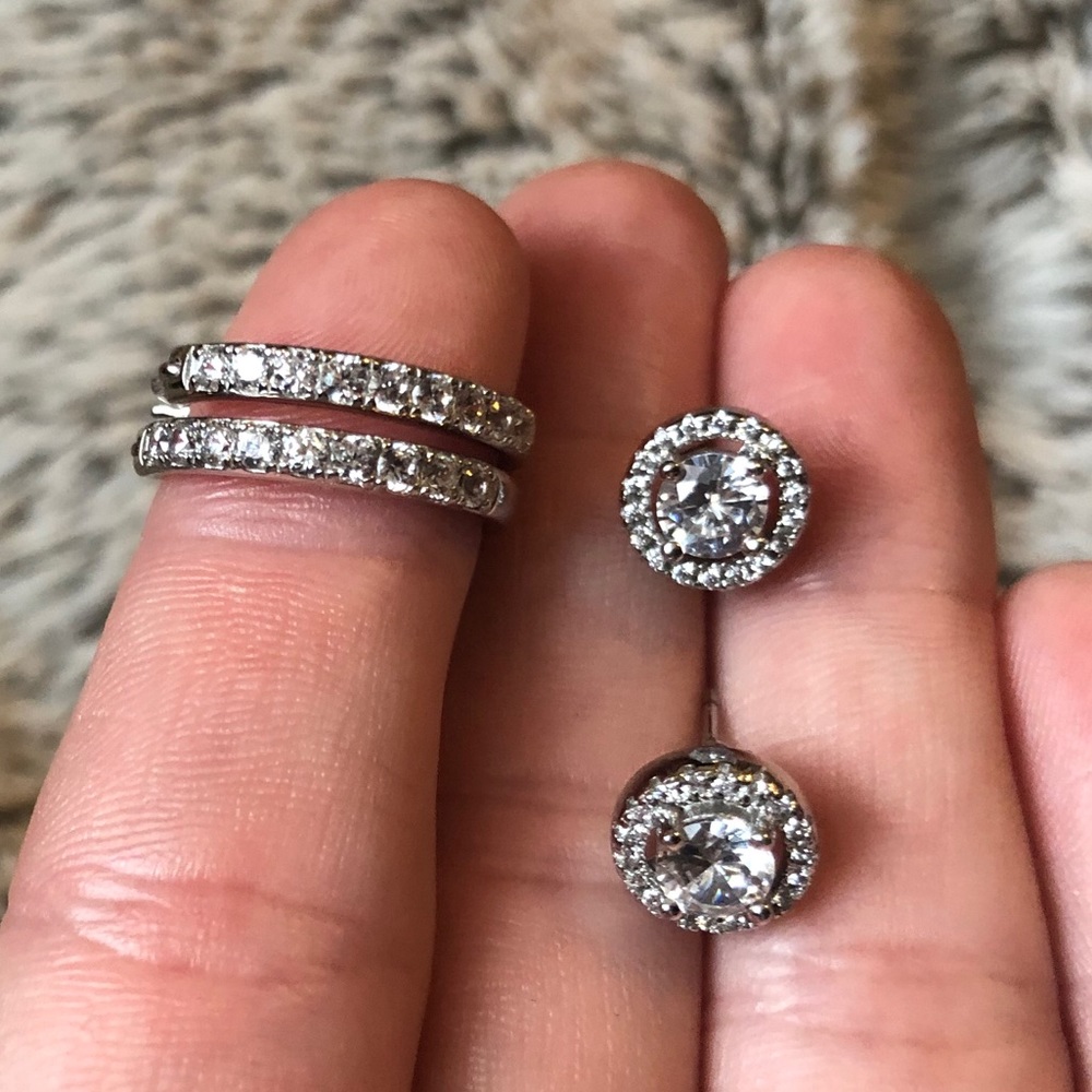 Sterling Silver And Cubic Zirconia Hoop Earrings